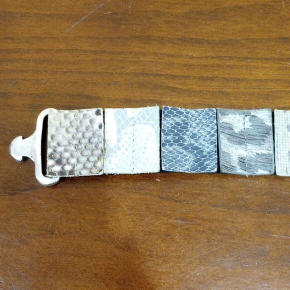 Suzi Roher Pieced Leather Snake Skin Elastic Belt, Vintage! main image 9
